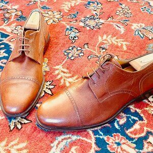 Bruno Magli "Ernest" Mens Calfskin leather Oxfords, 11 1/2 W, Pebbled Brown